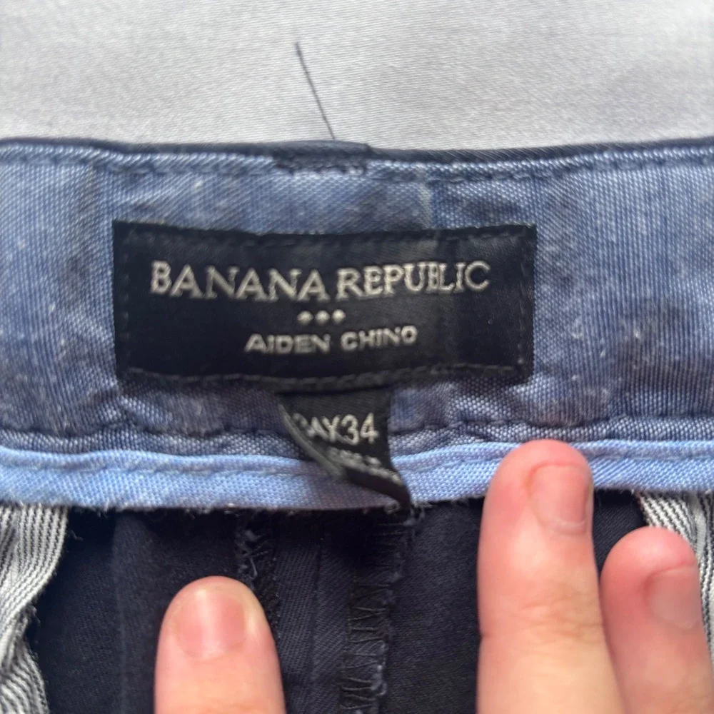 Banana Republic Aiden Slim Fit Chino Pants Mens 34x34 Blue Flat Front Trousers